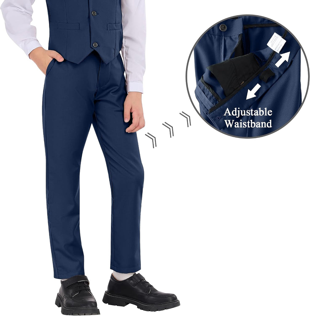 Boys Suit 5 Piece Suits for Kids Tuxedo Suit Set with Shirt Tie