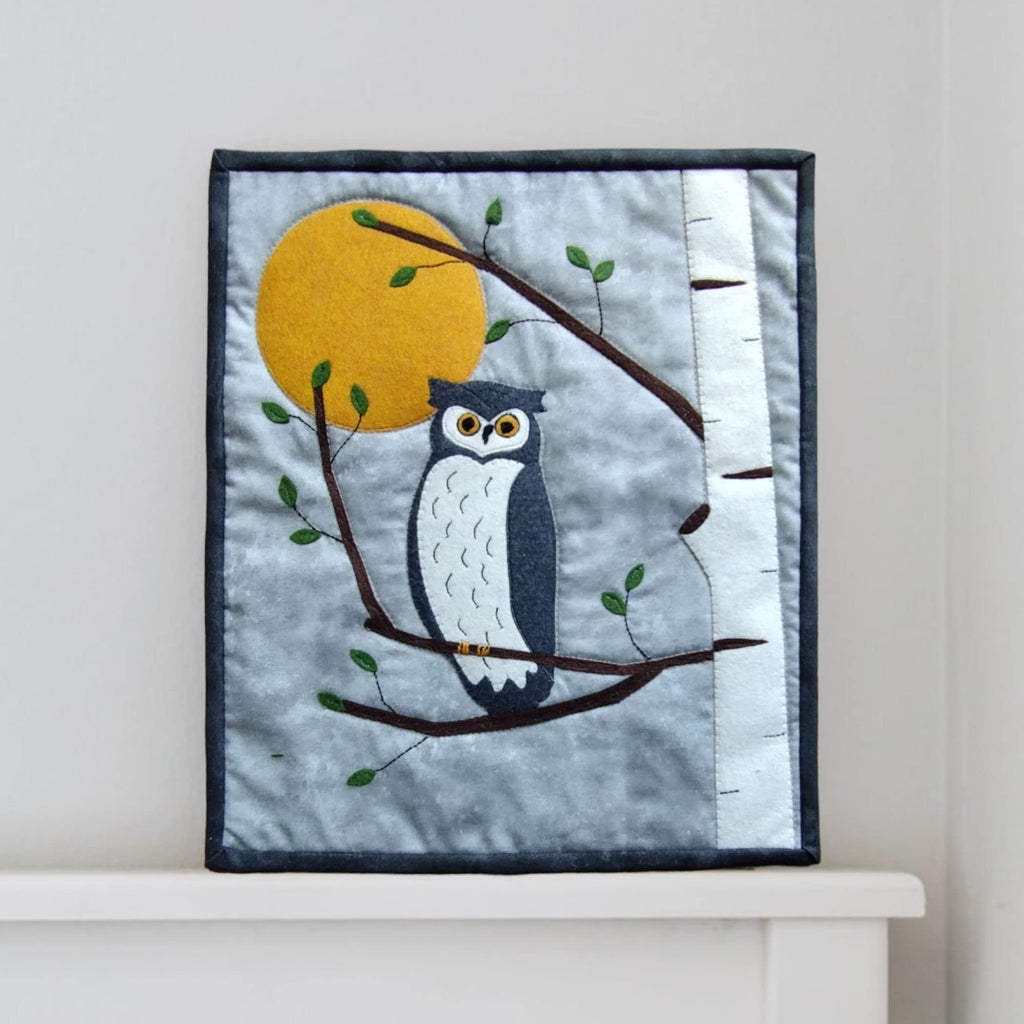 Night Owl Felt Kit, Wall Quilt Hanging, Quilting Kits with Fabric, 13" x 15", Materials and Instructions Included