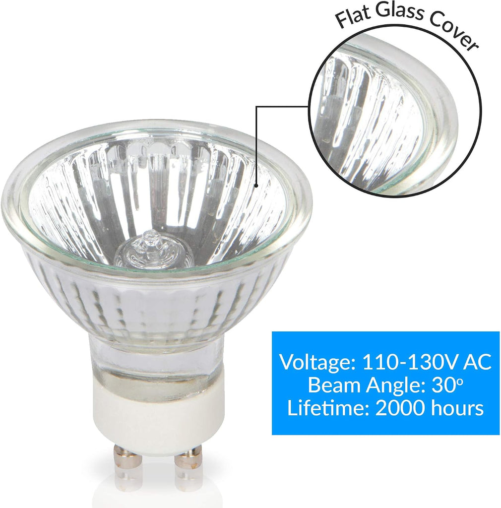 Halogen GU10 35W Spotlight 120V MR16, Glass Cover, 10 Pack