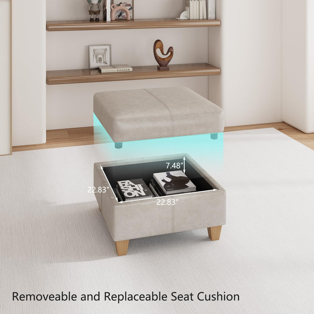 Leather Sectional Couch Sofa with Ottoman, U Shaped Faux Leather