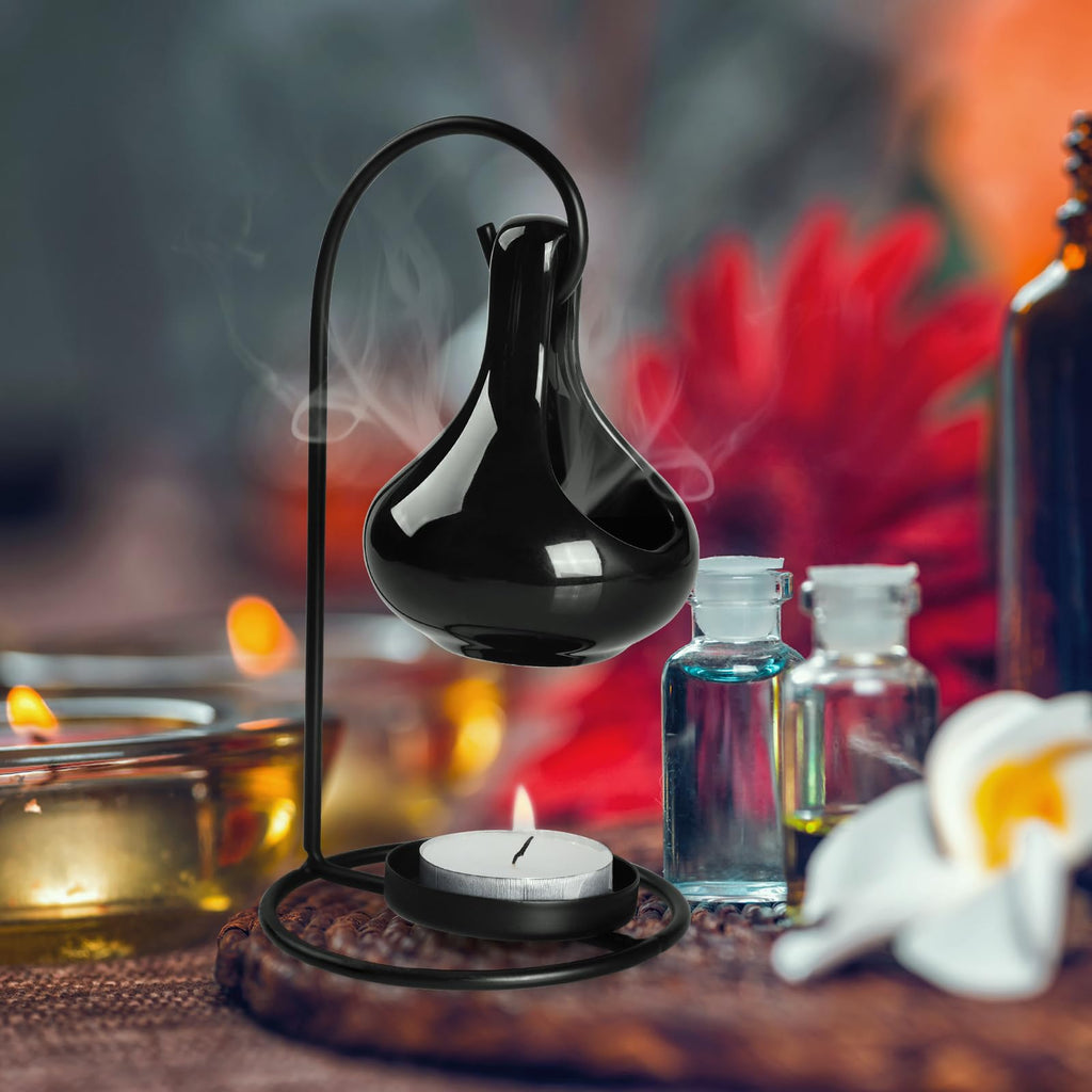 Hanging Cauldron Metal Wax Melt Essential Oil Burner Black, Essential Oils and Fragrance Scented Melter, Decorative