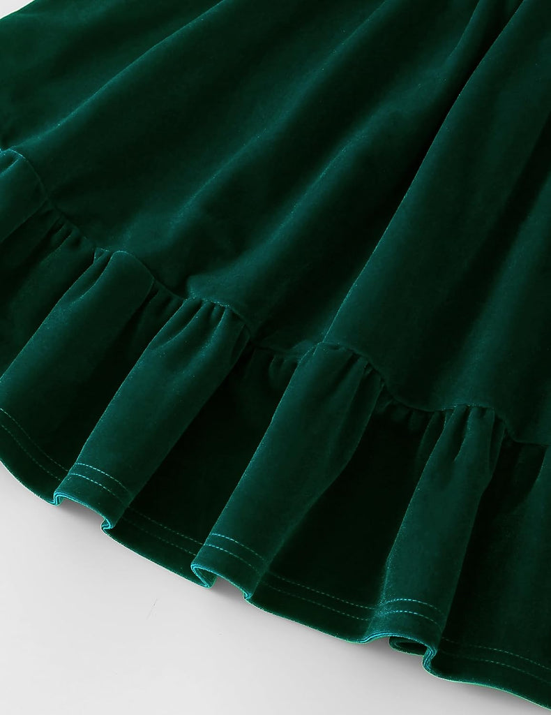 Long Sleeve Dress Velvet Square Neck Midi Fall Winter Long Sleeve Vintage Plain Dress