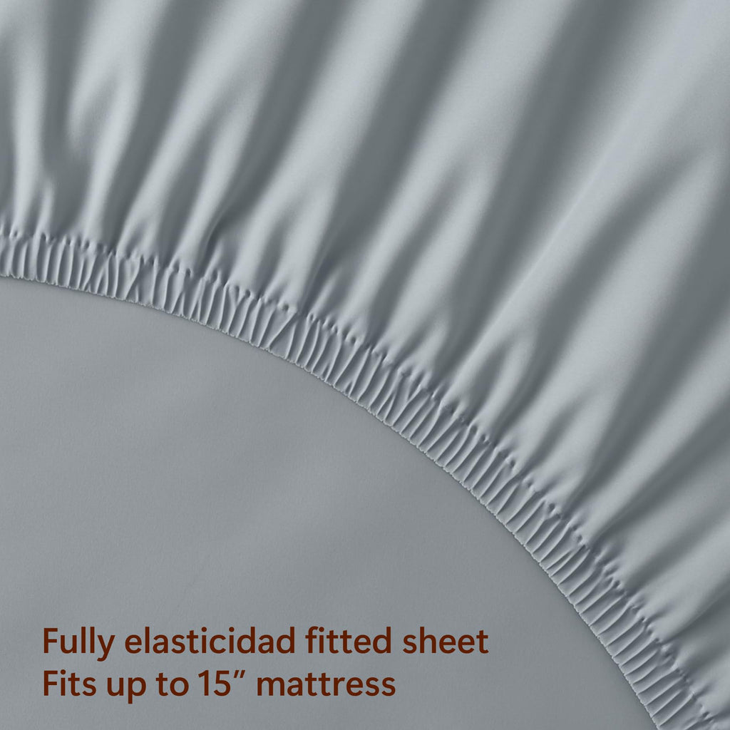 600 Thread Count Sateen King Sheet Set - 100% Peruvian Pima Cotton, 4 Piece (Flat, Fitted, 2 Pillowcases) - Cooling