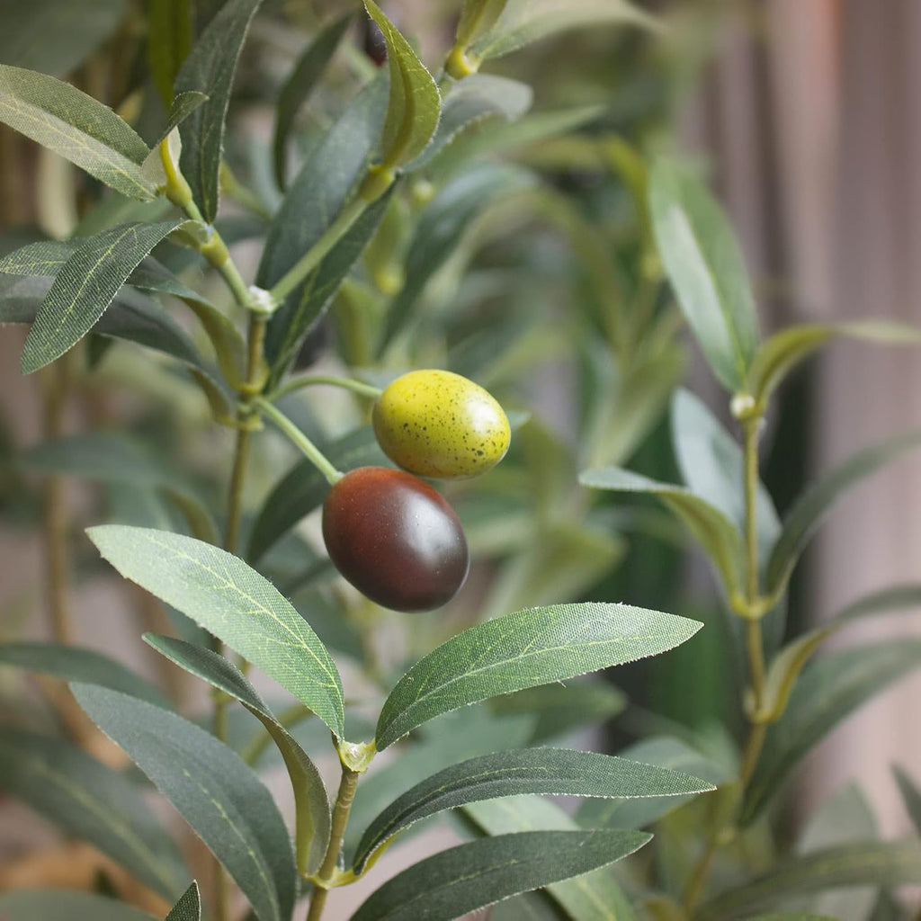 Faux Olive Tree 6ft,Olive Trees Artificial Indoor with Natural Wood Trunk and Realistic Leaves and Fruits. 6