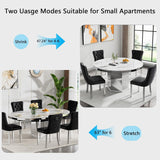 Modern 47"-63" Round White Faux Marble Extendable Dining Table for 4-6, Luxury Round Dining Room Table, Kitchen