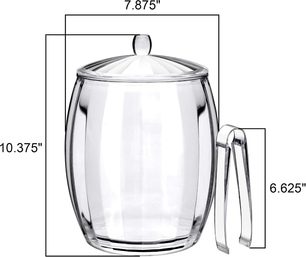 Icelyn - 3-Quart Plastic Double-Wall Ice Bucket with Lid and Tong, Insulated Bucket for Indoors and Outdoors, Good