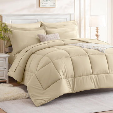 Comforter Set - 7 Pieces All Season Luxury Bed in a Bag - Bedding Set with Comforter, Sheets