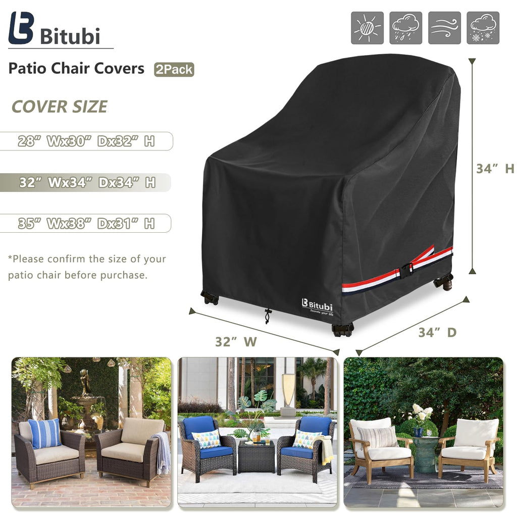 Waterproof, Lounge Deep Seat Cover Fits Up to 32W x 34D x 34H inch, Heavy Duty Outdoor Lawn Patio Furniture Cover (2