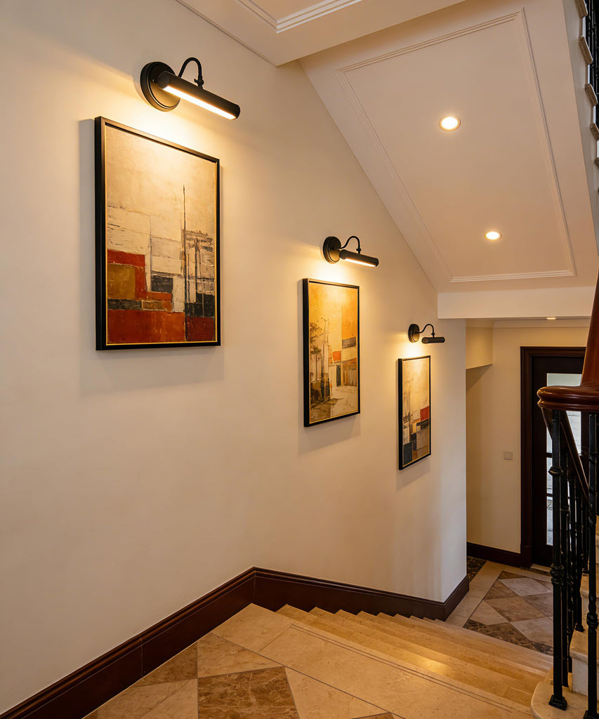 Hardwired Picture Lights for Wall,15 Inch Black Vintage Picture Sconce,E12 Base,330° Rotatable,2-Light Gallery Art
