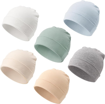 6 Pack Baby Hats Set for Unisex Infant Toddler Soft Beanie Hat for Boys Girls