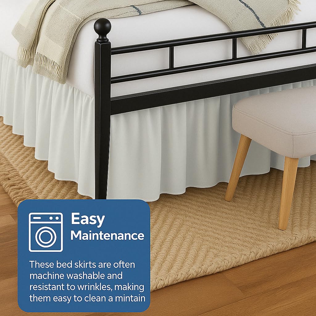Ruffled Bed Skirt Split Corners with Platform, Tailored Fit Hotel Quality Wrinkle Free Ultra-Soft Microfiber Dust