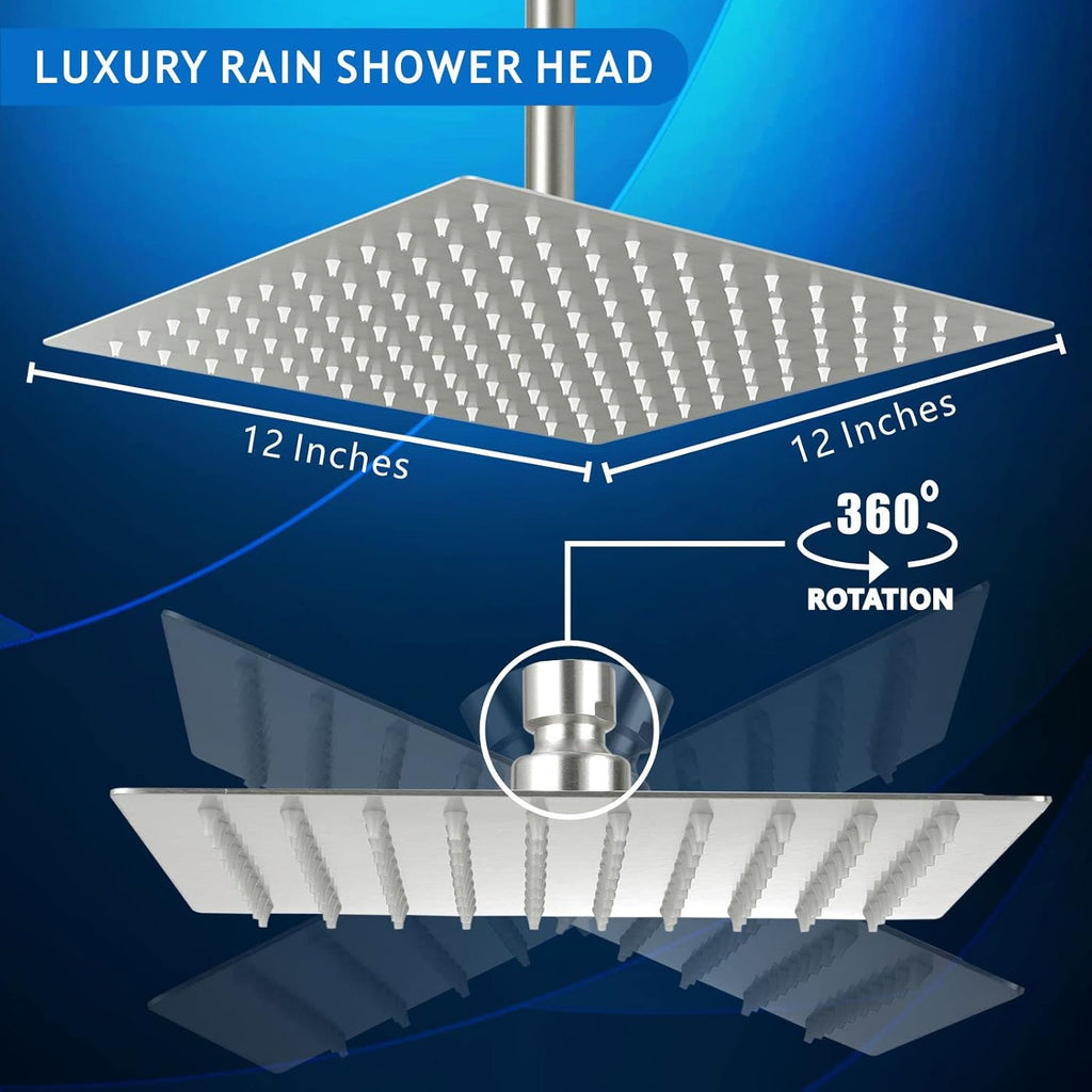Rain Shower Head - High Flow Large Rainfall Shower Heads Made of Stainless Steel
