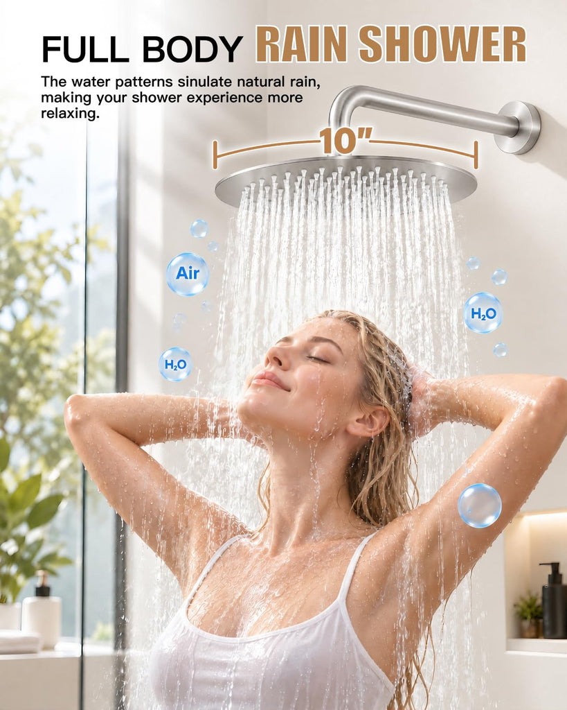 Shower Faucet Set with Rough-in Valve Trim Kit,Brushed Nickel