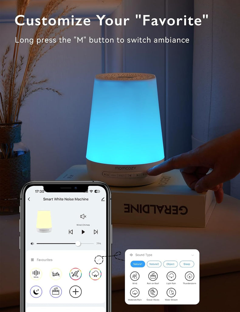 Smart Baby Sound Machine with Night Light, White Noise Machine
