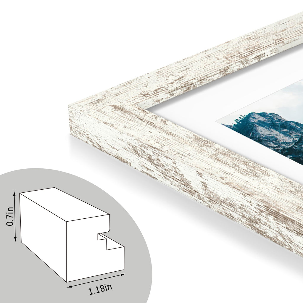 24x32 Poster Frame, Distressed White Wood Style, Wall Mounting