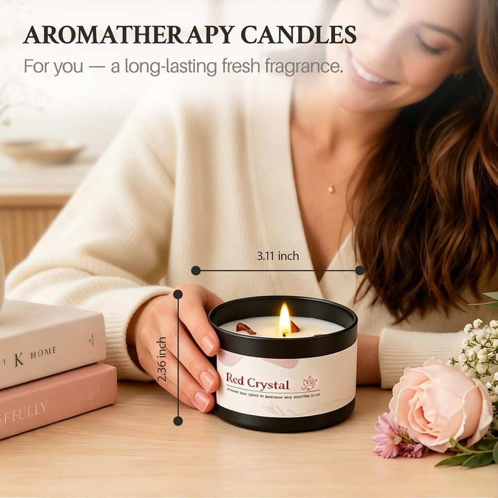 Crystal Scented Candles for Women, 4 Pack 26 oz Soy Wax Crystal Candle Set - Set of 4
