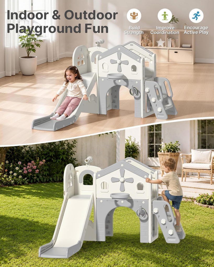 Toddler Slide Playset, in-1 Kids Slide for Toddlers 1-3, Gray