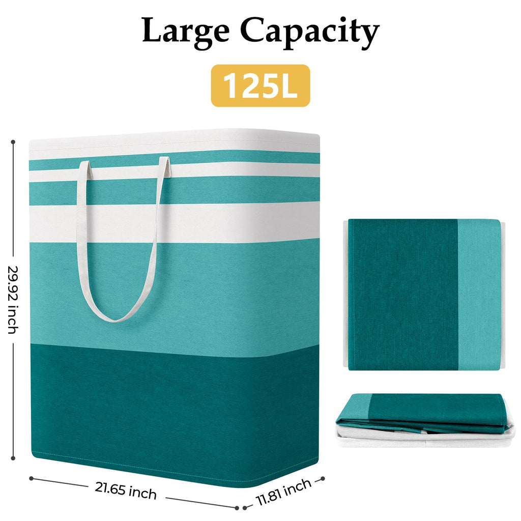 Basket Hamper, 125L Collapsible Clothes Storage, Green
