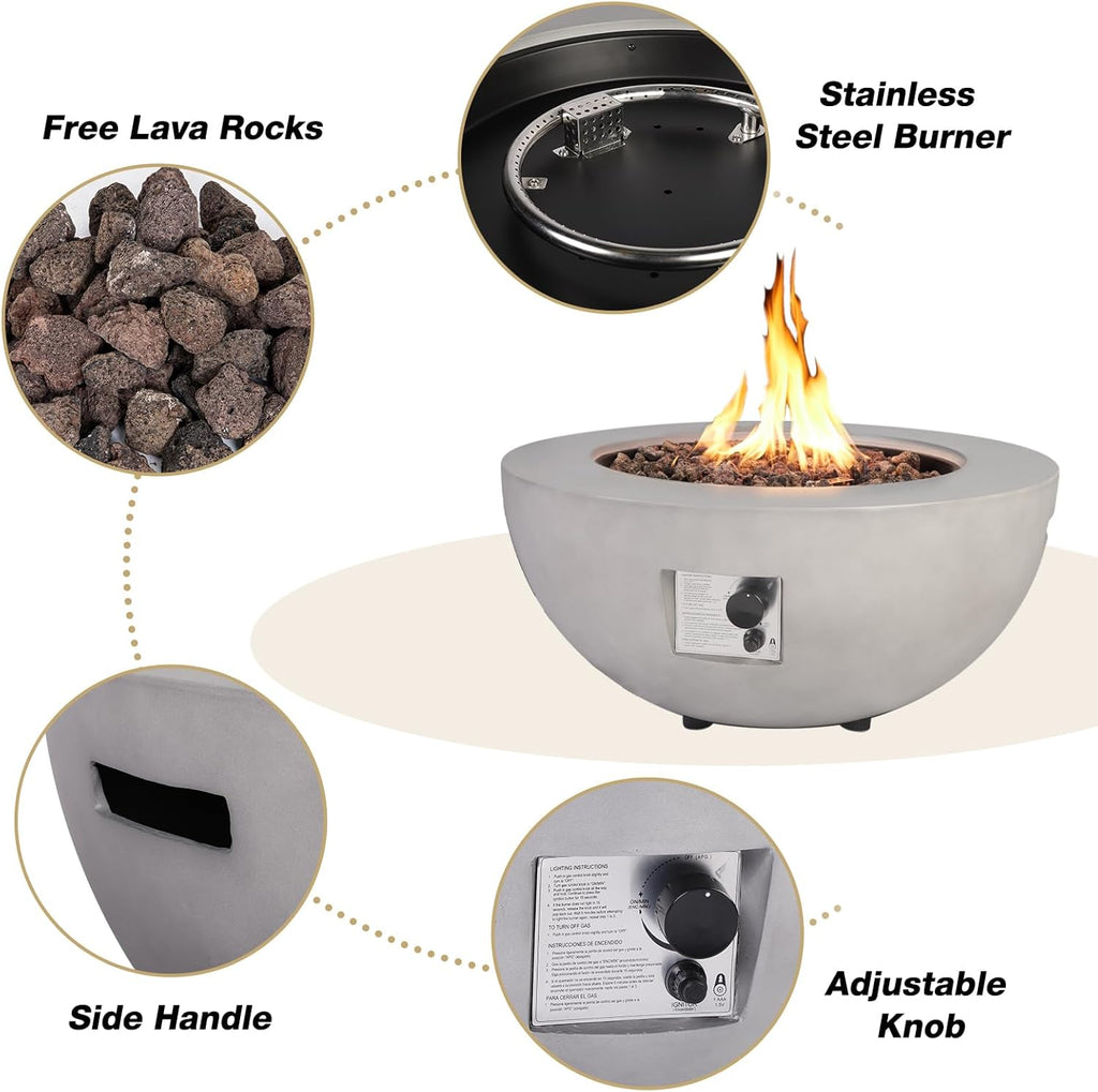 2-Piece Outdoor Propane Fire Pit Table Set w/Tank Cover Table