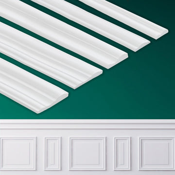 Peel and Stick Wall Molding, Chair Rail Wainscoting Panel, Finish Trim Decoration (Paintable White, 9.8ft x 1.6in)