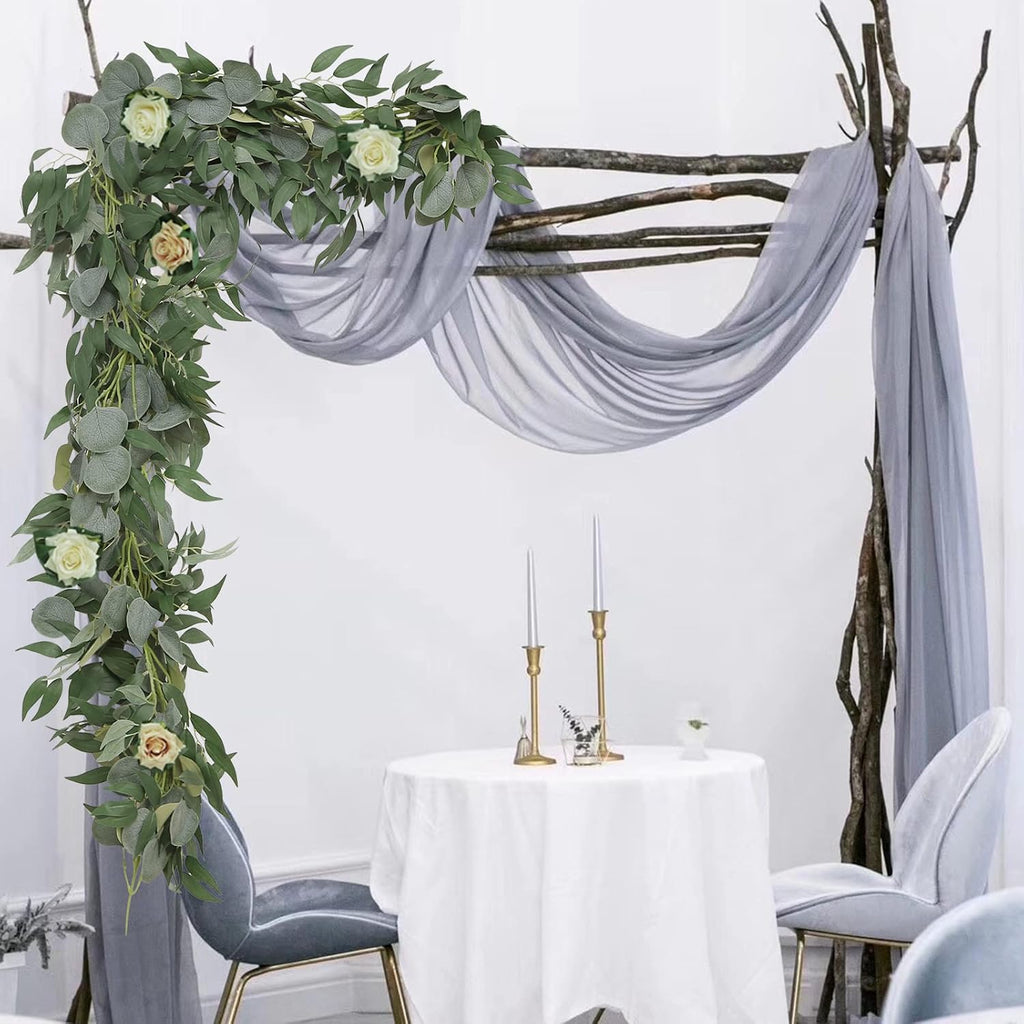 Artificial Eucalyptus Garland with Willow Leaves Each 6.5 Feet Faux Greenery Garland for Wedding Arch Mirror - Set of 6