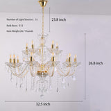 15 Light Crystal Chandelier Double Layer Flush Mount Ceiling Light Fixture with K9 Crystals for Living Room Dining Room Bedroom Luxury Hanging Lamp Lighting Fixtures_ A110-B0D5WC323J