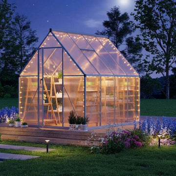 6 x 7 ft Outdoor Polycarbonate Greenhouse Kit, Heavy Duty Greenhouse with Reinforced Aluminum Frame, Adjustable Roof