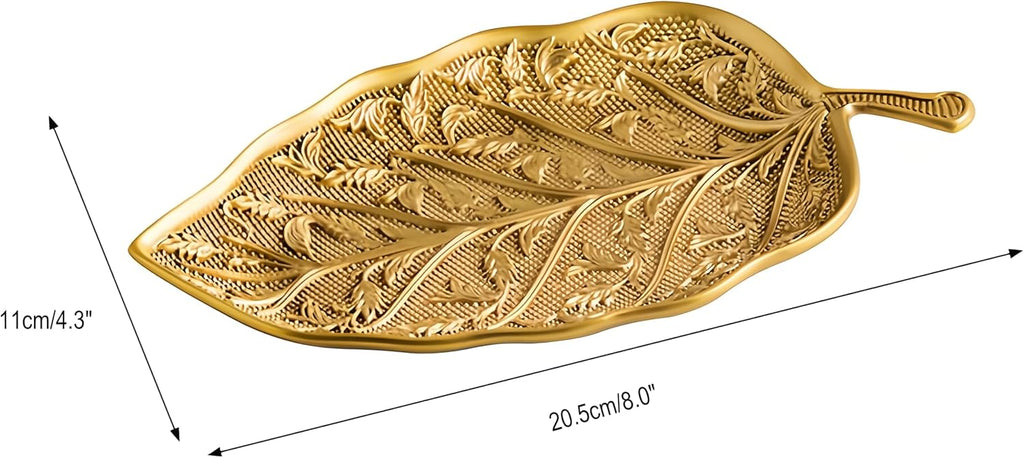 Brass Leaf Jewelry Dish Tray,Gold Decorative Ring and Trinket Holder-Decorative Trinket Dish for Rings Earrings