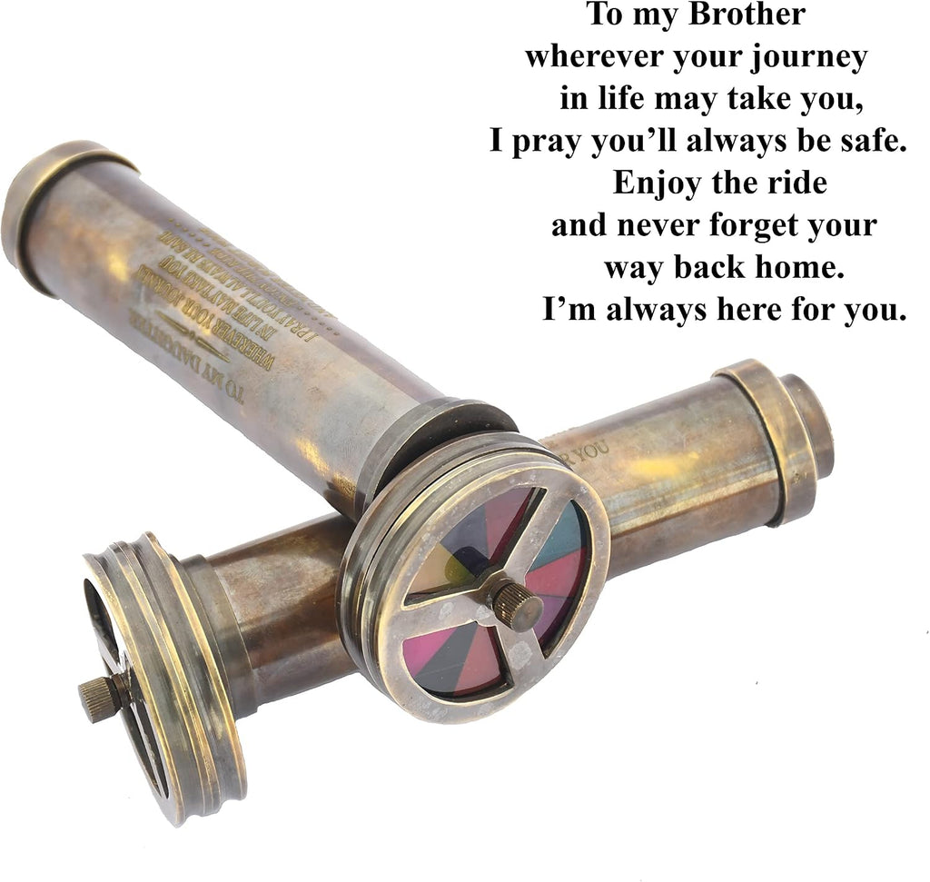 Handmade Brass Kaleidoscope - Vintage Look - Antique Finish - Kaleidoscope for Kids Friends Family Children - 3D