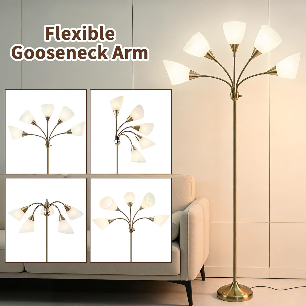 Medusa Floor Lamps Standing Lamps 5 Heads Adjustable Reading Light Large Shade Use E26 A19 Bulb Floor Lamps Bedroom