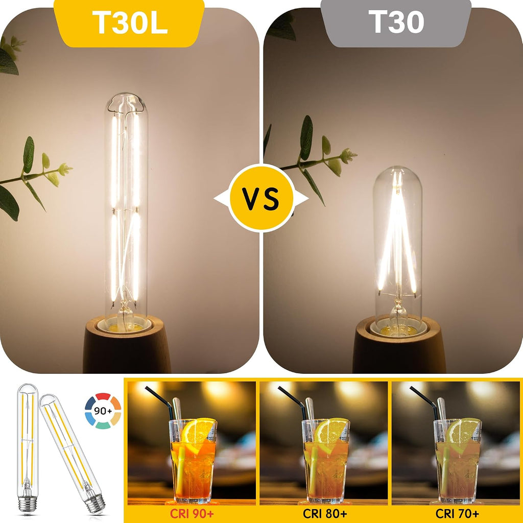 Tubular Light Bulb 7.3 Inch Dimmable T10 LED Bulb E26 6W 60 Watts 4000K