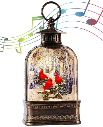 11Inch Christmas Snow Globes Cardinal Gifts, Musical Cardinal Snow Globe Glitter Light Up, Christmas Decorations