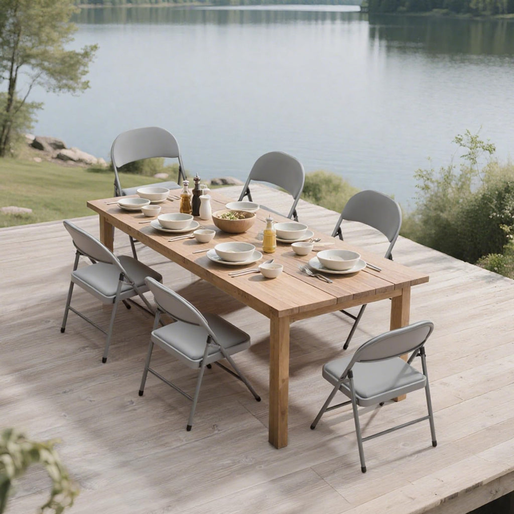 10 Pack Gray Padded Folding Chairs with Metal Frame