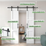 Double 18x84 inch White Barn Door with 6.6FT Barn Door Hardware Kit Included,with MDF and Wood,DIY A