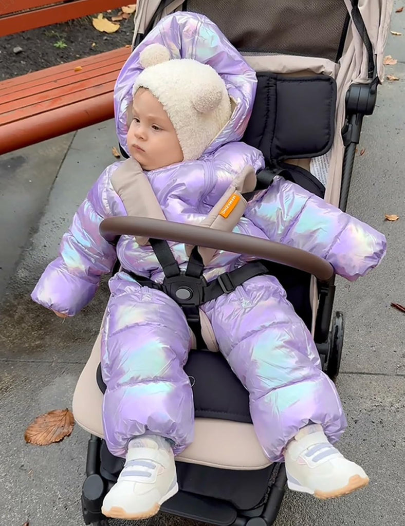 Baby Double Zipper Footed Hooded Fleece Lined Snowsuit