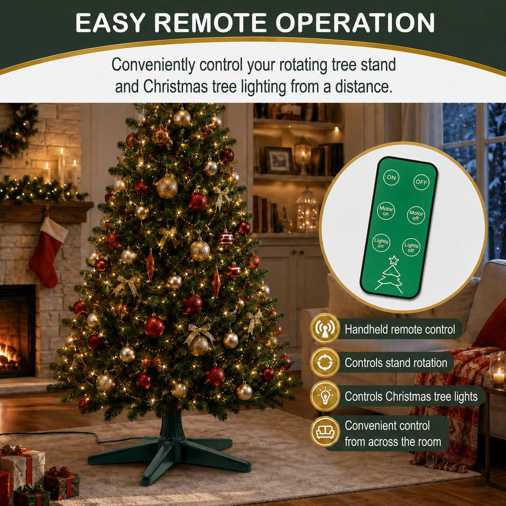 Rotating Christmas Tree Stand with Remote, 360 Spin (Green)