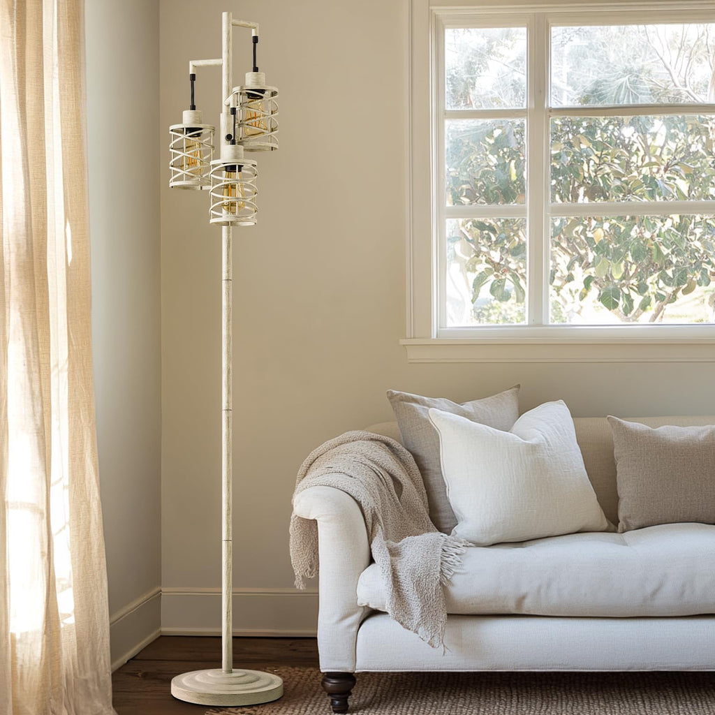 70" Industrial Floor Lamp, Stepless Dimmable Standing Lamp with 3 Bulbs, Farmhouse Corner Standing Tree Lamp, Tall