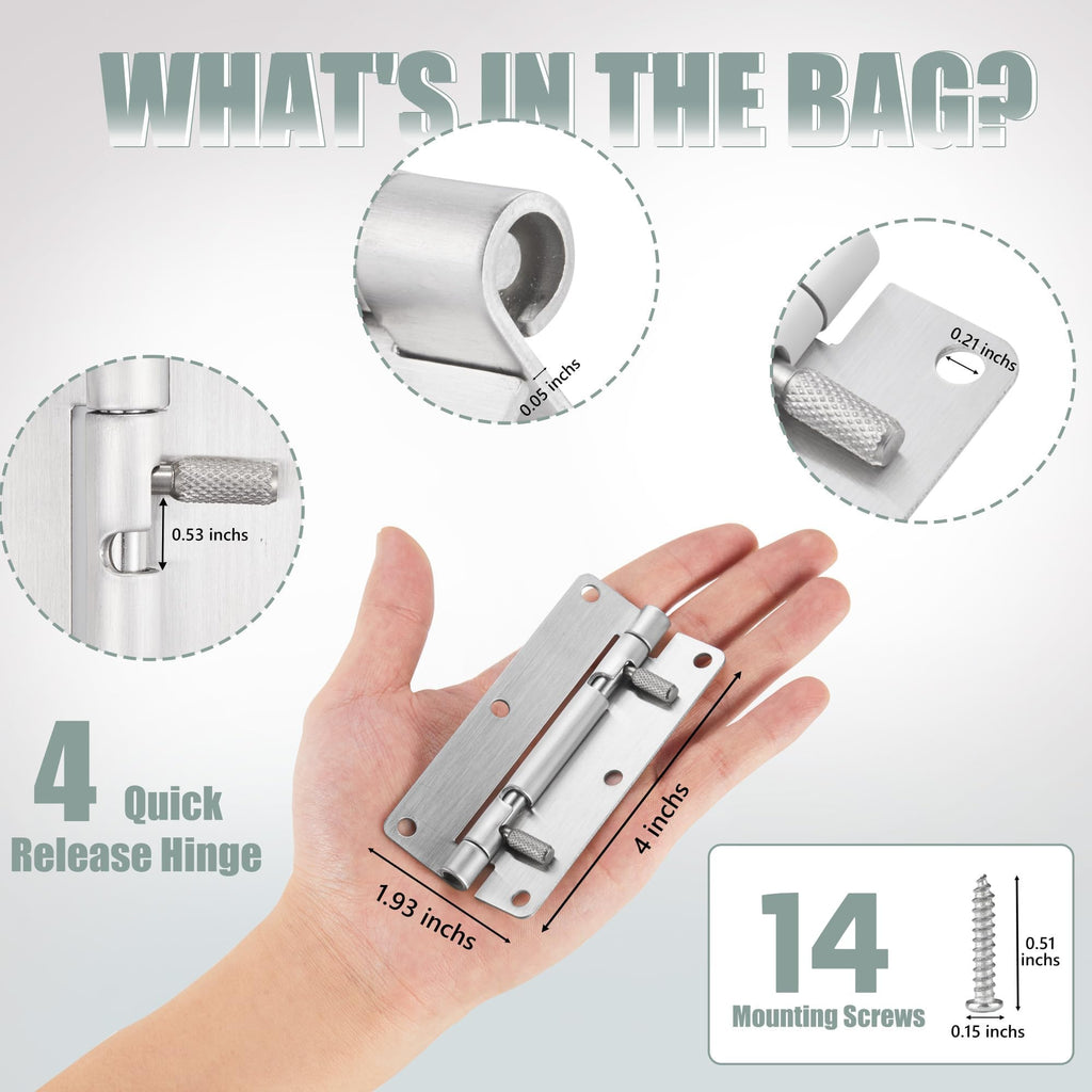 4Inch Quick Release Hinge, 304 Stainless Steel, Detach 2 PCS