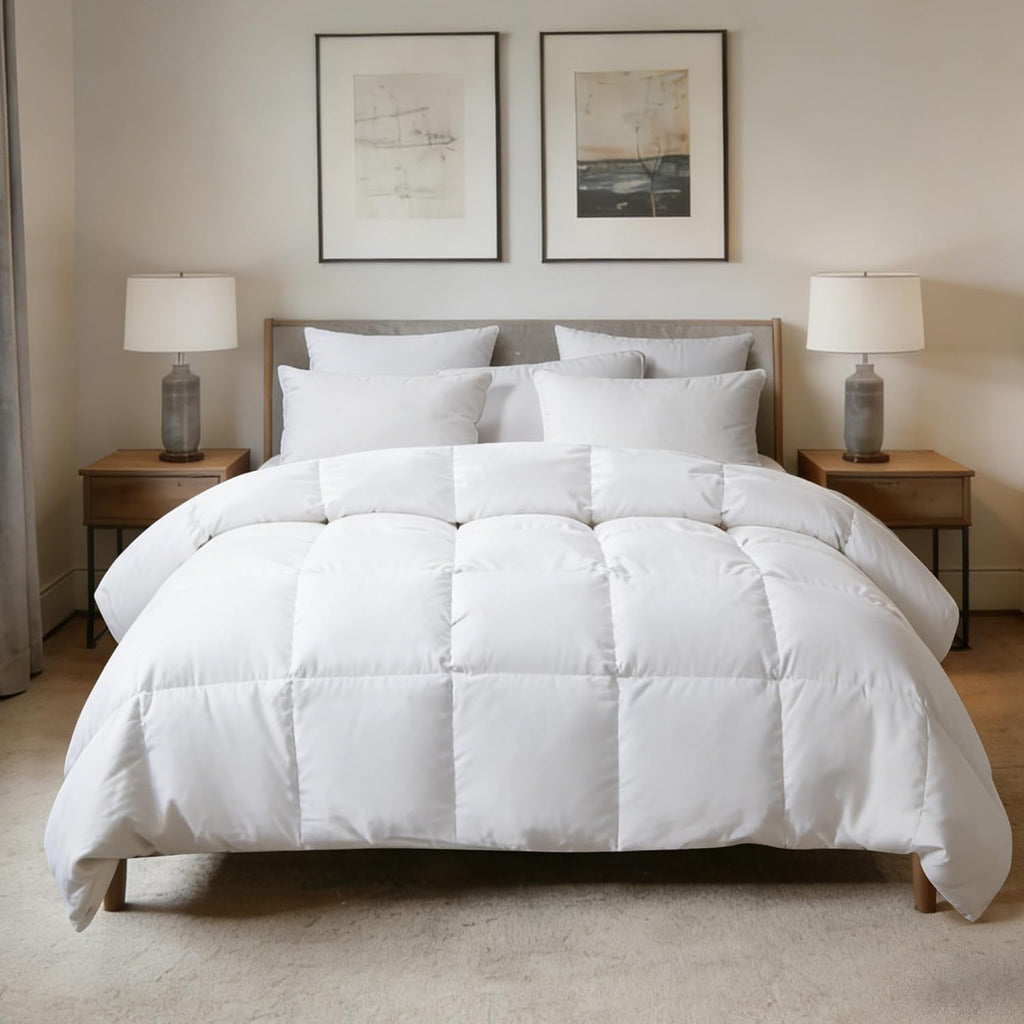 Feather Down Comforter, Natural Fluffy Duvet Insert, Luxurious Hotel Collection Quilts, All Season B