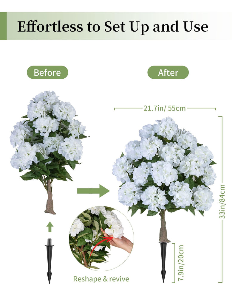 White Artificial Flower Trees for Porch, 2 Packs, 33-Inch