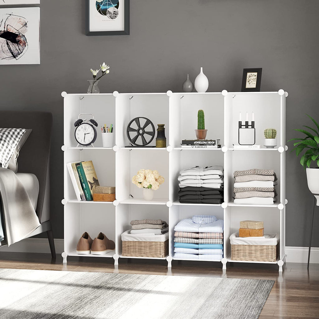 12 Cube Storage Organizer, Closet Organizer Storage Shelves, White