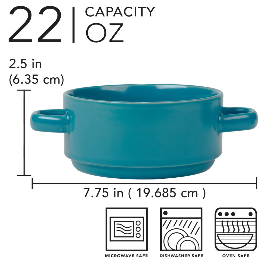 Stoneware 22oz Matte Glaze Soup Crocks Set of 6: Perfect for hearty soups and casseroles. Durable, oven-safe