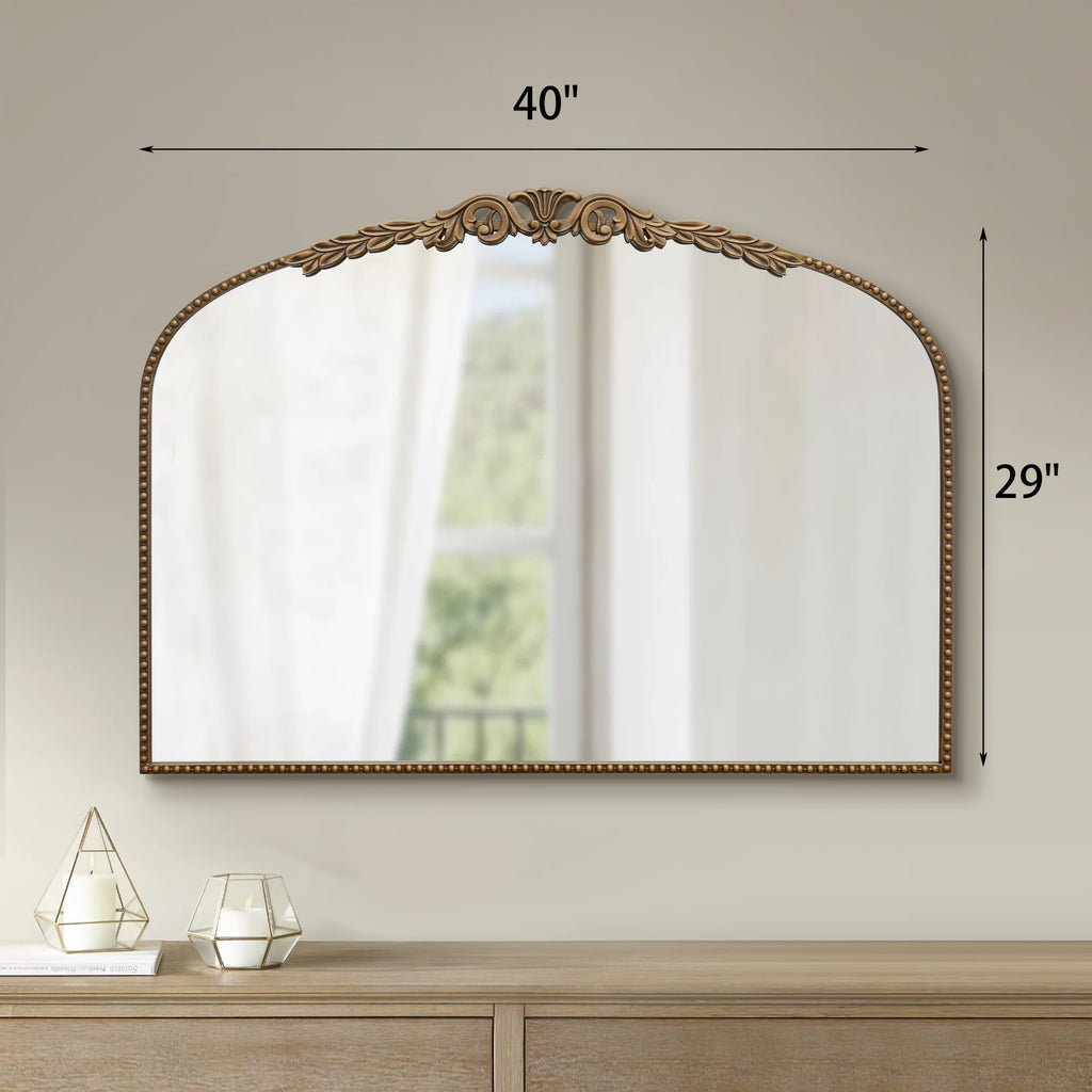 Gold Large Arched Mirror: 40"x29" French Vintage Dresser Mirror