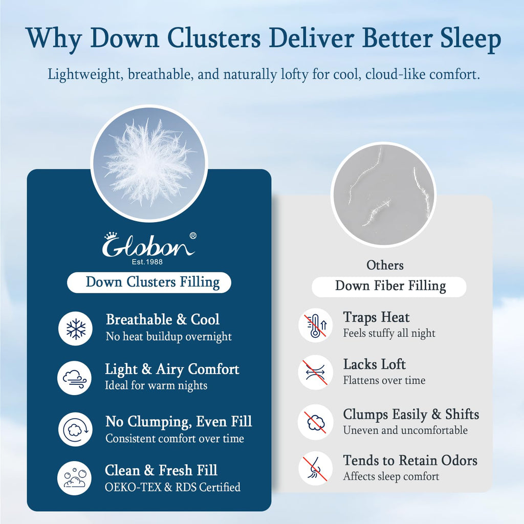 Summer Down Comforter, Lightweight Duvet Insert, White