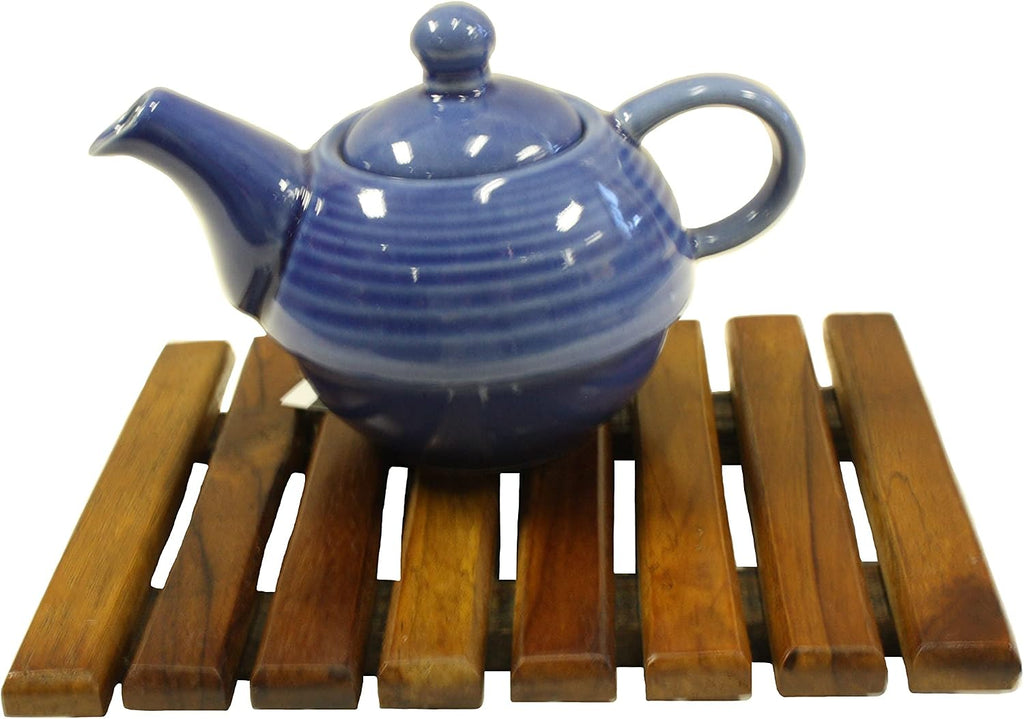 Handmade Adorable Rectangle Teak Wood Trivet for Hot Dishes, Pot Pan or Tea Pot Holder, for Any Kitchen - Set of 2
