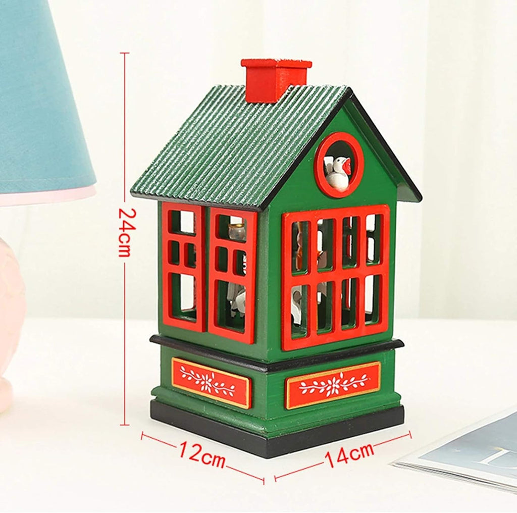 Christmas Wooden Carousel Music Box House Decorations Cute Rotating Creative Design Tool Party Decor