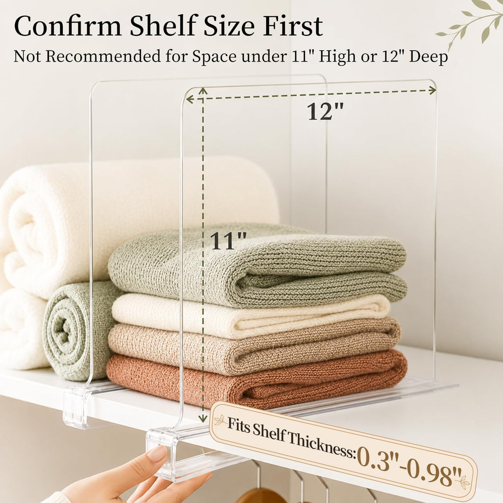 Shelf Dividers Purse Organizer for Closet: 11" Tall (Extra Tall)