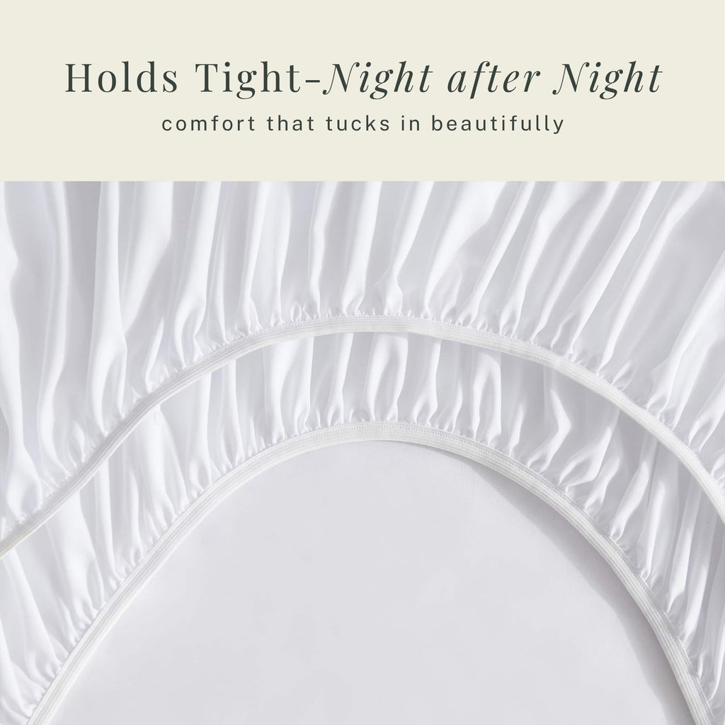 Bed Linen Set - Twin Size - 4 Piece Sheets - White - Extra Deep Pocket Microfiber