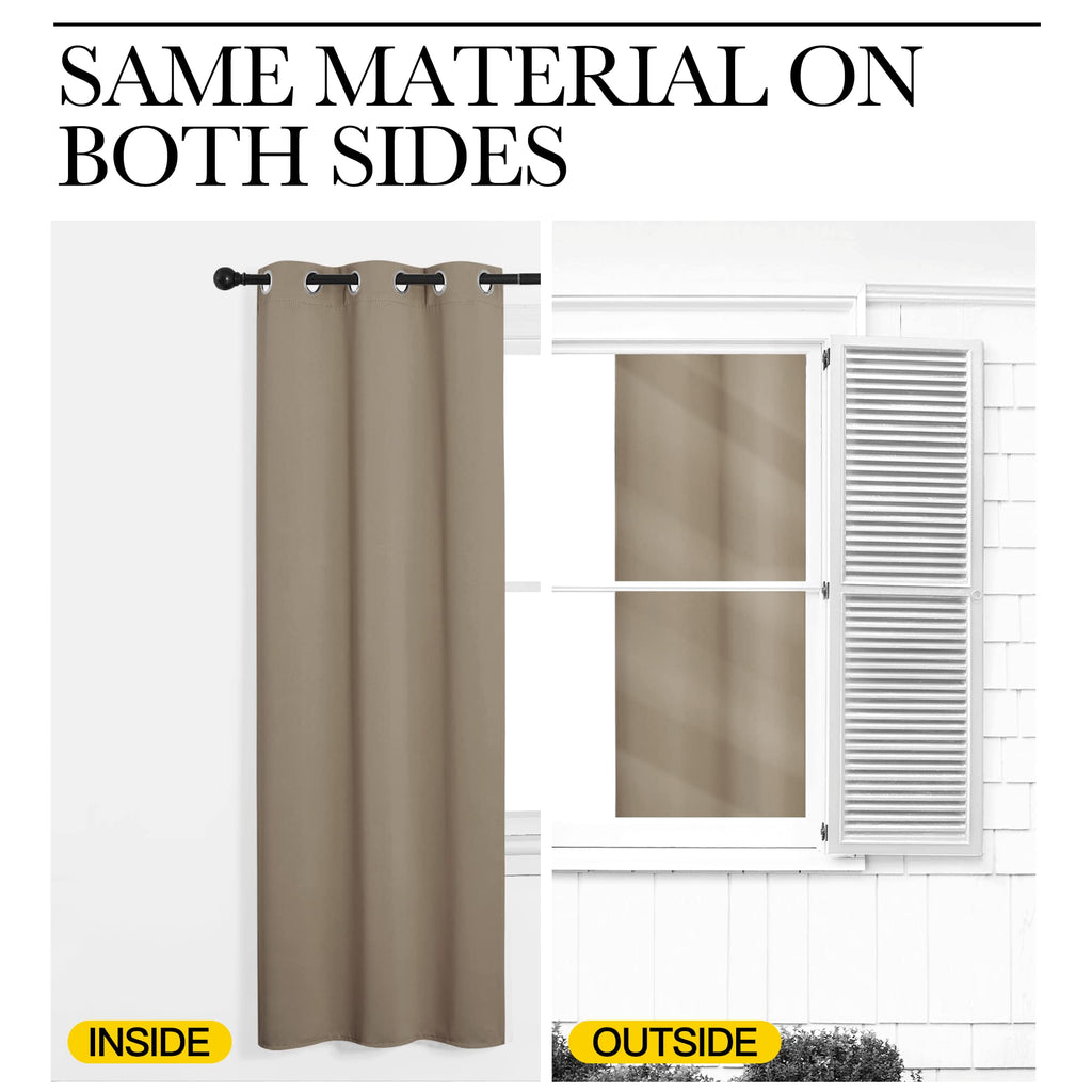 Sliding Door Curtains, Wide Thermal Blackout Patio Door Curtain Panel, Taupe, W70 x L95, Sliding Door