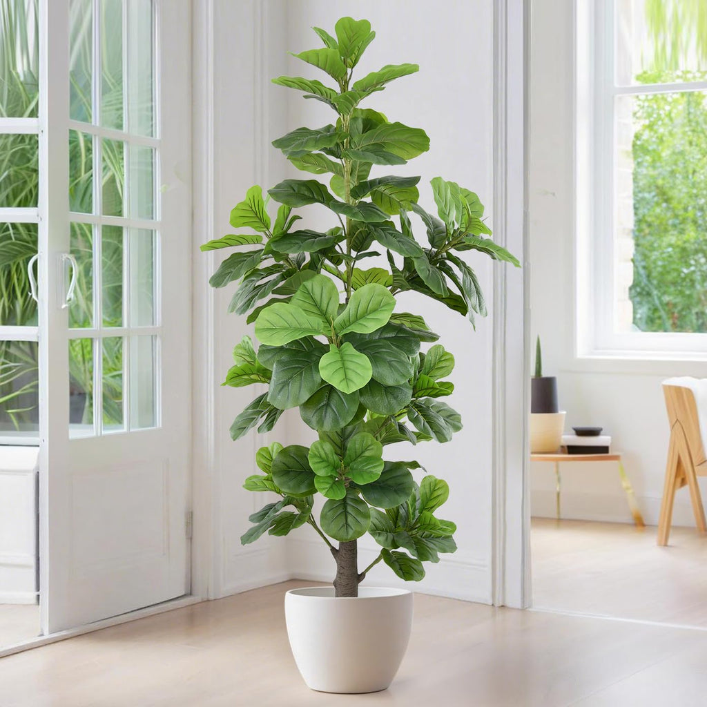 Artificial Fiddle Leaf Fig Tree 6FT(72in) Tall Faux Tree with Large Realistic Trunks and Big Leaves, Fake Floor